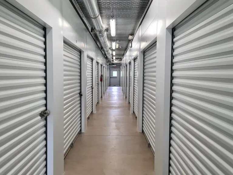 Hallway of climate controlled units at AAA Alamo Storage. 